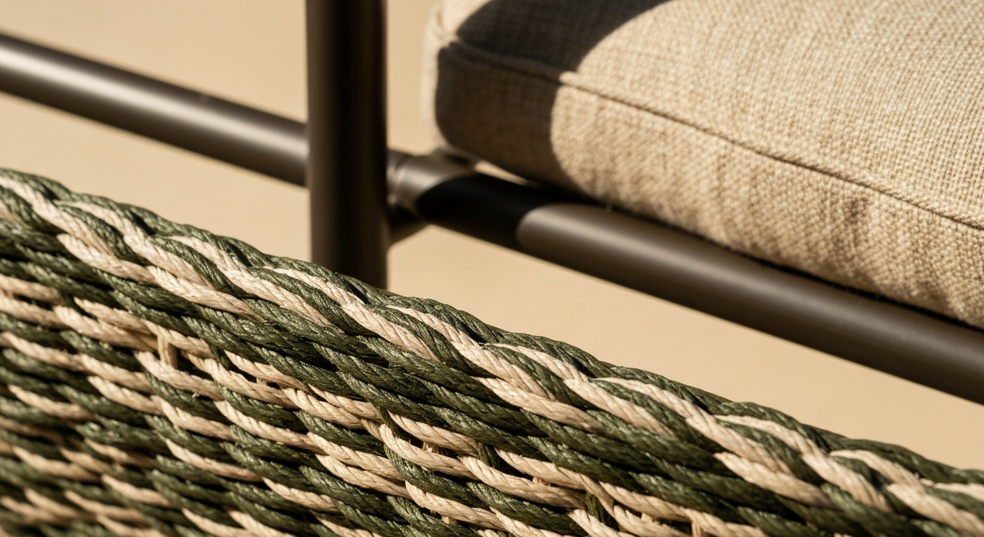 Détail de fibre tressée et structure en bronze
