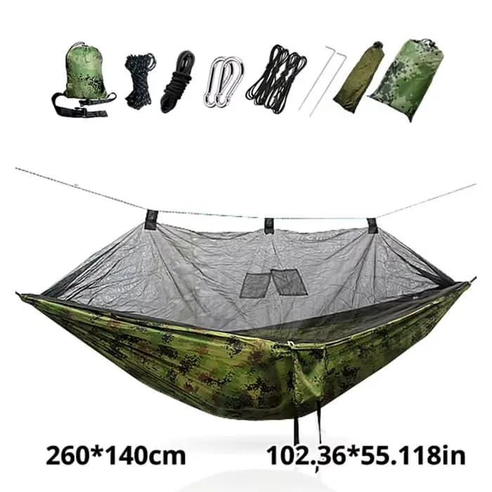 Hamac léger et portable avec moustiquaire et auvent imperméable, équipement d'extérieur pour le camp