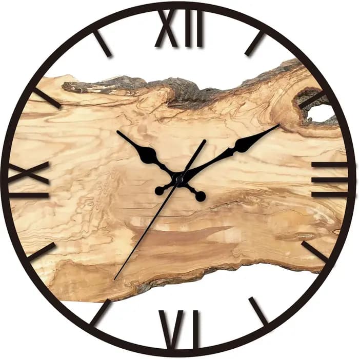 Horloge murale de mode, décoration de salon, bois massif, créative, silencieuse, nordique, Simple, h
