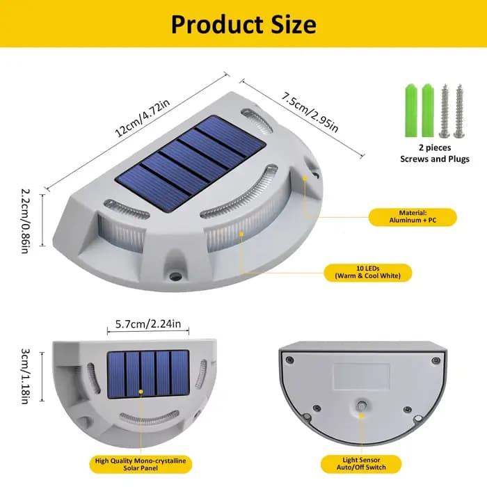 Lampes de sécurité LED étanches pour pont extérieur, marqueur d'allée, lumières solaires pour jardin