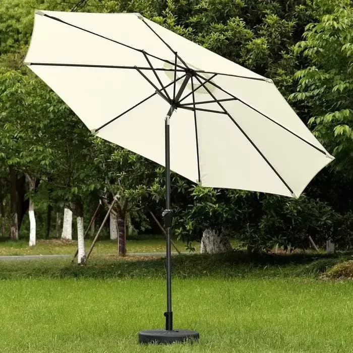 Parasol d'extérieur durable 2,7 m avec base, pour cour, villa, loisirs, maison, balcon, avec colonne