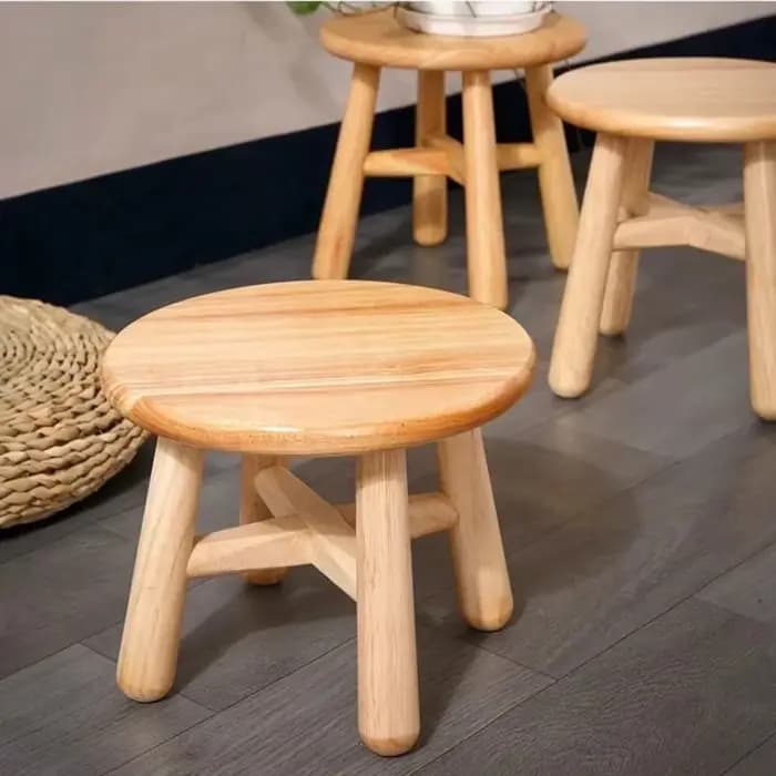 Petit tabouret rond en bois massif, meubles multifonctionnels, décoration de chambre à coucher, salo