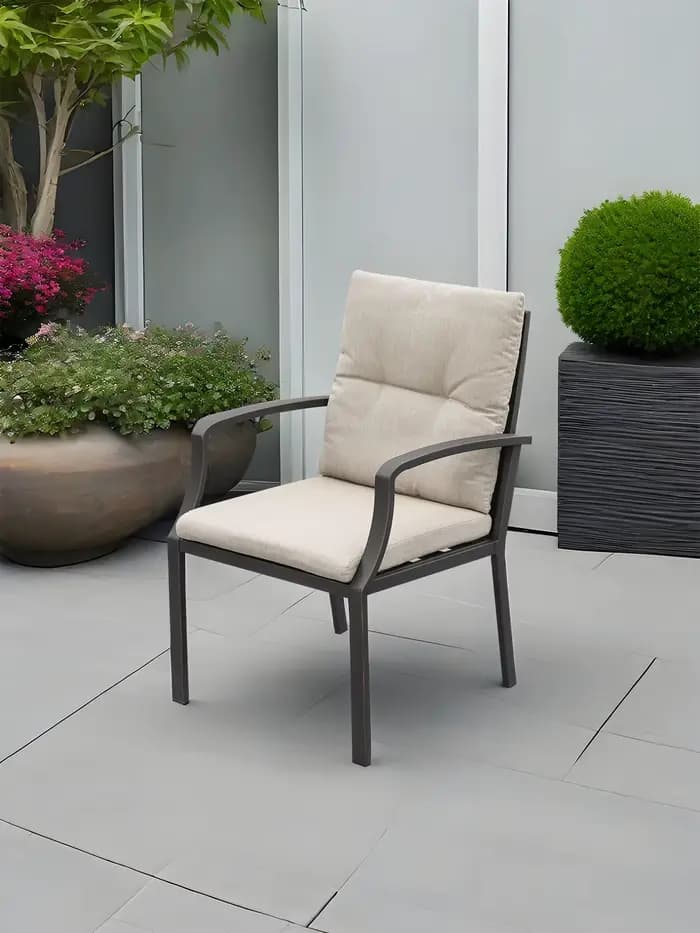 Chaises de jardin d'extérieur en aluminium, avec coussins en tissu lavables, chaises de salle à mang