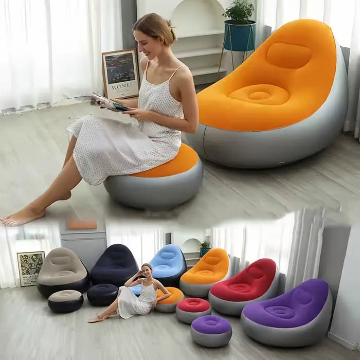 Pouf gonflable Simple pour loisirs, ensemble de canapé paresseux, siège moelleux pliable pour voyage