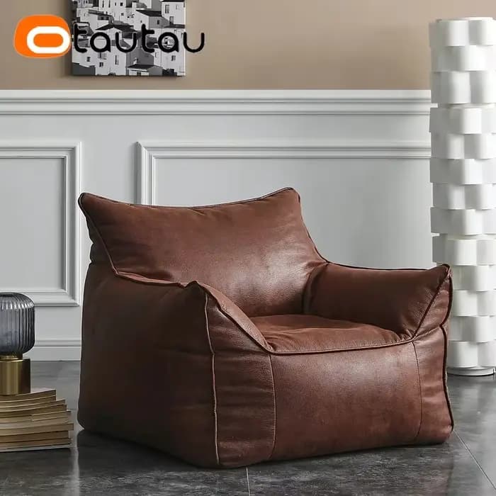 OTAUTAU-Fauteuil sans cadre en similicuir avec rembourrage en boule EPS, fauteuil pouf rétro, SF001