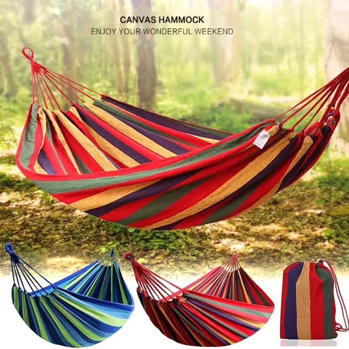 Hamac simple en toile épaisse et large, pour Camping en plein air, sac à dos, balançoire de loisirs,