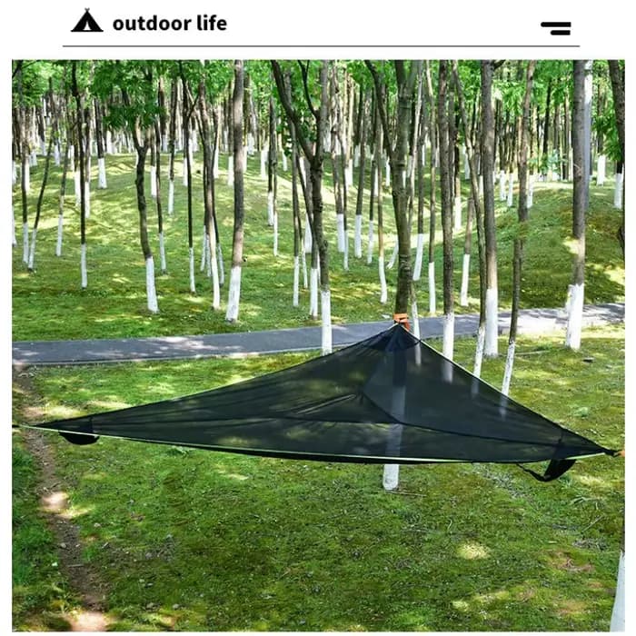 Hamac triangulaire de camping extérieur anti-retournement, grande tente hamac en maille aérienne pou