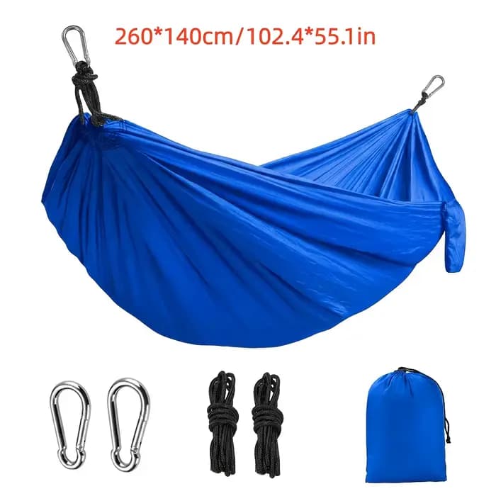 Chaise hamac de camping d'extérieur, équipée de sangles pour arbres et mousquetons, portable pour pi