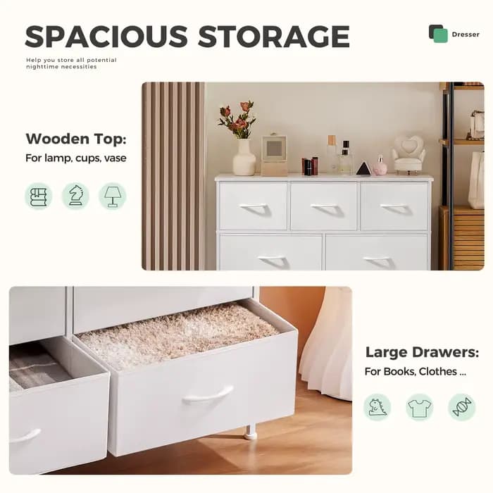 JHK armoires pour chambre à coucher avec 5/7/10 blanc amant tissu tiroirs coffre armoire placard pou