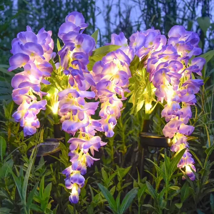 Lampe solaire LED 2026 en forme de fleur de glycine pour jardin, cour, pelouse, décoration paysagère