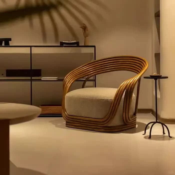 Fauteuil simple en rotin tressé fait main, style rétro, siège décontracté design pour salon, balcon,