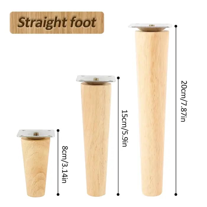 4 pièces pieds de meubles en bois massif hauteur 8/15/20/25 CM Oblique/droite canapé-lit armoire Tab