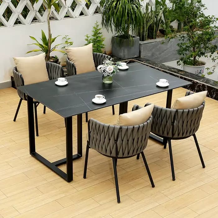 Ensemble Table et chaise d'extérieur de luxe, Table de Restaurant en marbre de jardin moderne, ensem