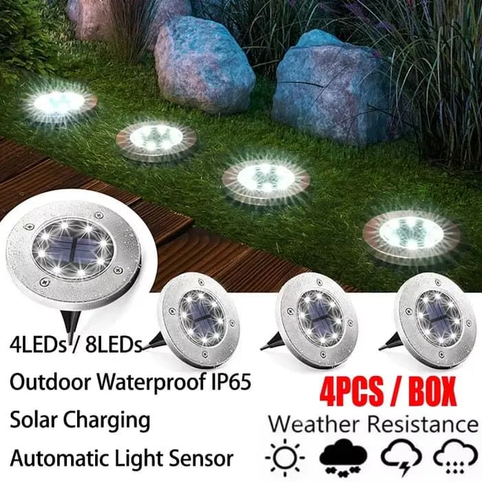 4 pièces lampadaire LED solaire 4LED/8LED lumière extérieure de pelouse lampes souterraines imperméa
