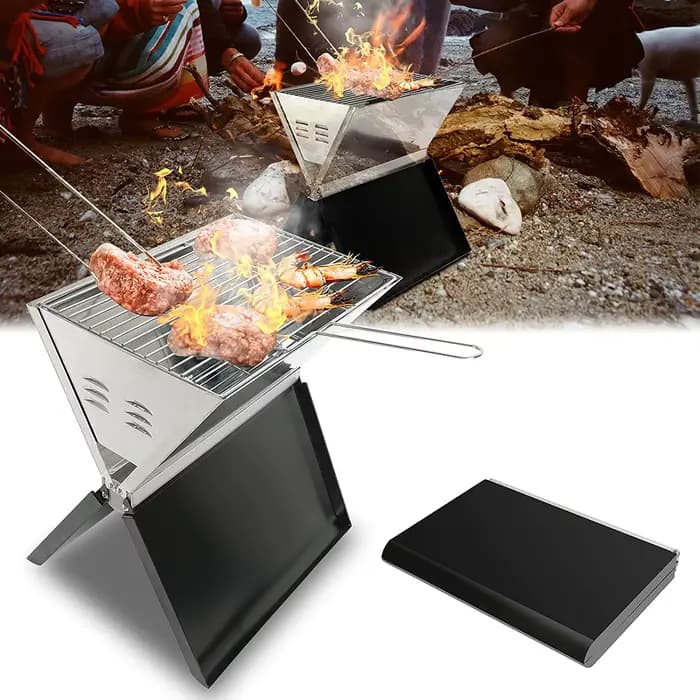 Gril de barbecue pliable extérieur Grills de barbecue portables au charbon de bois d'acier inoxydabl