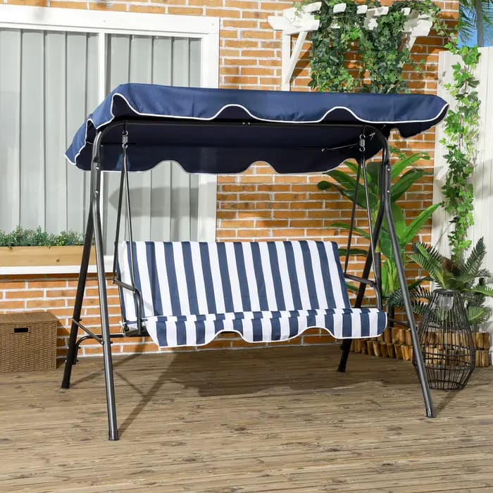 Balançoire de porche, hamac, banc, chaise longue, en acier, 3 places, rembourré, pour l'extérieur, a