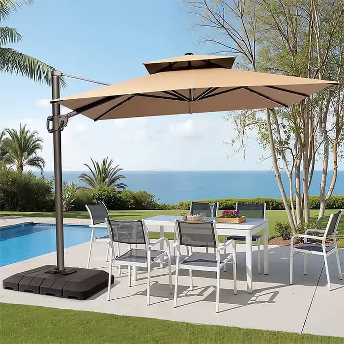 Parasol romain extérieur en aluminium, 9 pieds, étanche, pour Patio, jardin, cour, hôtel, Design mod