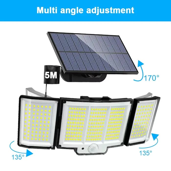 Applique Murale Solaire à 238/328 LED avec Détecteur de Mouvement, Imperméable Conforme à la Norme I