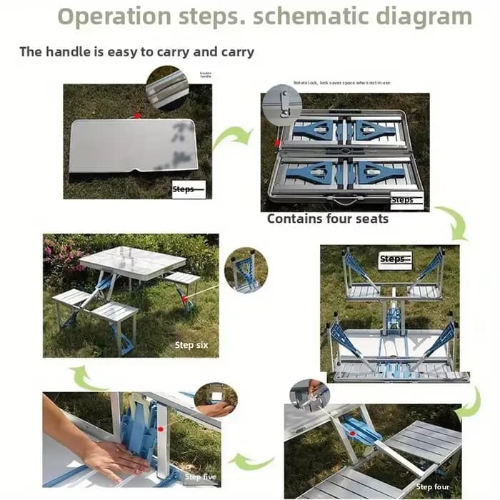 Table pliable avec chaises pour usage extérieur Camping barbecue pique-nique conception compacte por
