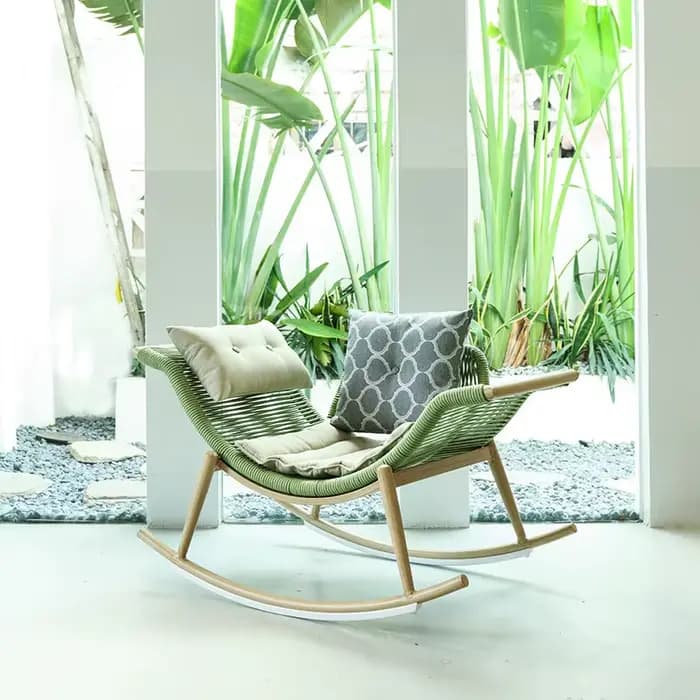 Mobilier d'extérieur moderne et confortable, chaise à bascule pour adultes avec cadre en métal, chai