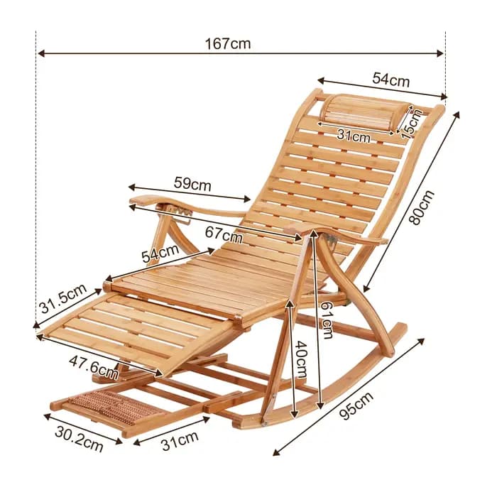 RapDuty-Chaise à Bascule Pliante en Bambou, Mobilier d'Niket d'Extérieur, Chaises de Soleil Réglable