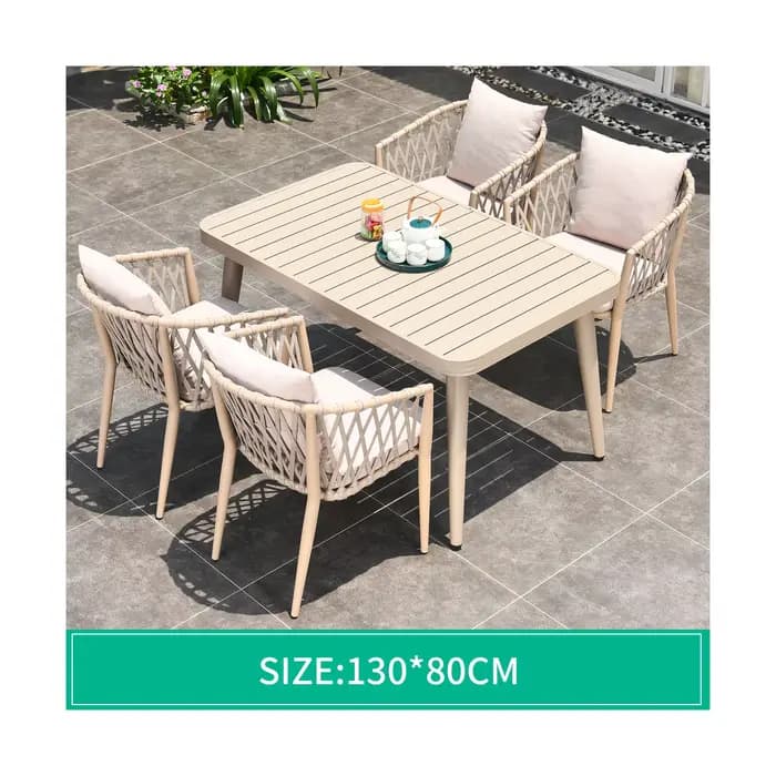 Ensembles de jardin de haute qualité, meubles de Patio en aluminium, chaise tissée en corde de rotin