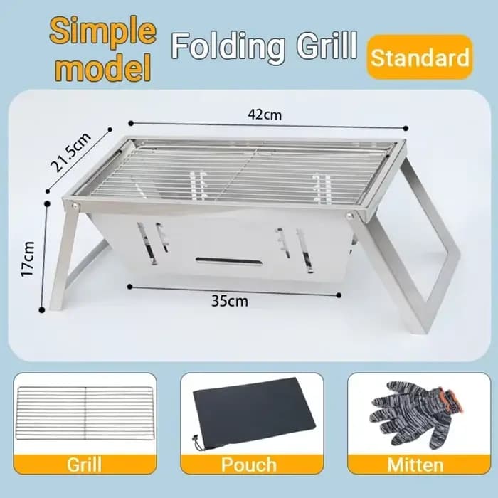Poêle à Barbecue pliant en acier inoxydable, support de Barbecue pliable au charbon de bois pour l'e