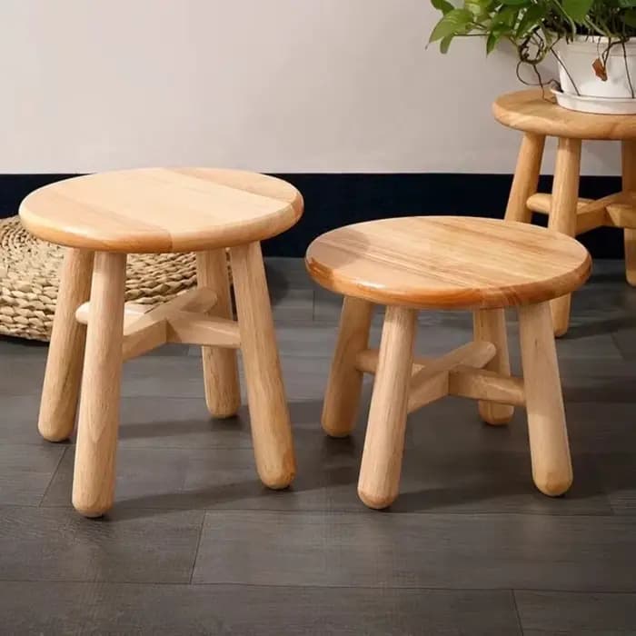 Petit tabouret rond en bois massif, meubles multifonctionnels, décoration de chambre à coucher, salo