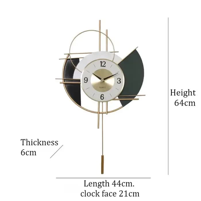 Horloge murale moderne, horloge à pendule en métal de luxe, horloge murale décorative élégante pour 