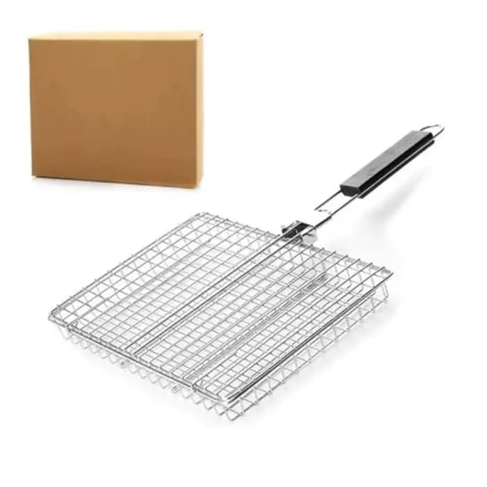 Filet de Barbecue pliable en acier inoxydable, rangée de Barbecue Portable, plaque de poisson grillé