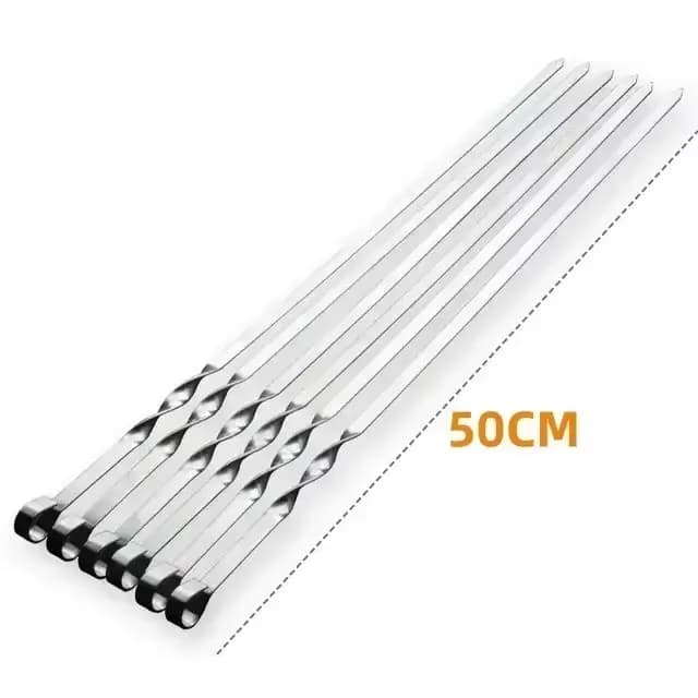 Brochette de Barbecue large en acier inoxydable, 50cm, 6 pièces, fourchette plate pour Barbecue, Cam