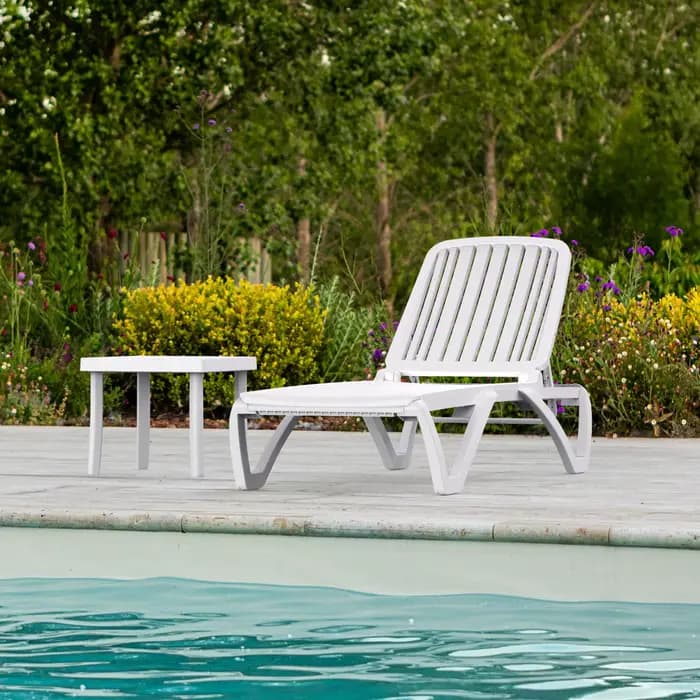 Meubles de piscine extérieurs en plastique imperméables, salon de soleil réglable, jardin moderne, h