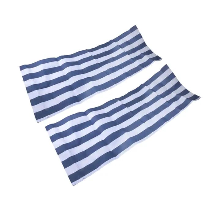 Chaise longue pliante en bois, tissu à rayures bleues et blanches, chaise de plage, chaise longue de