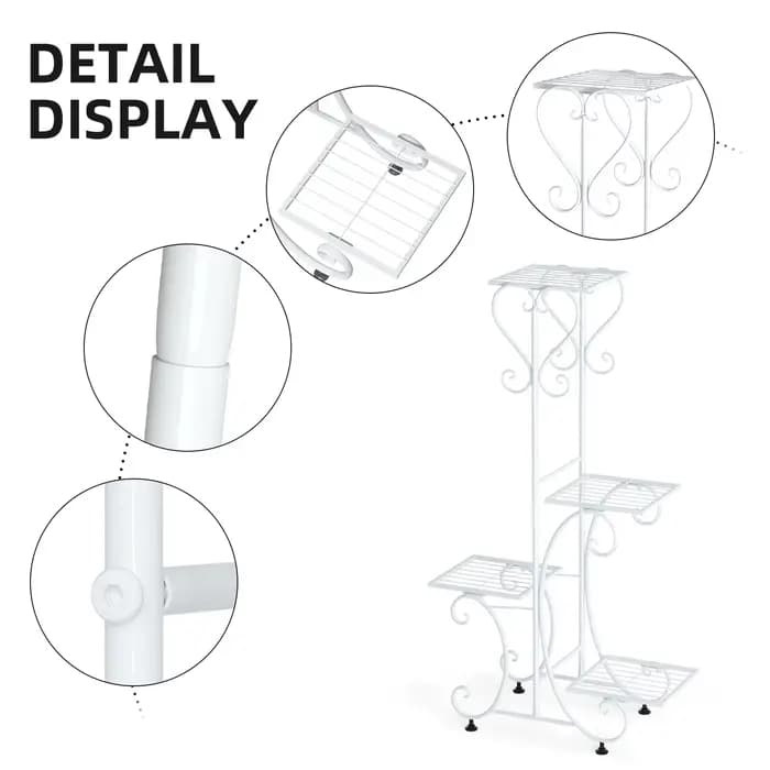Support de plante en métal à 4 niveaux pour jardin intérieur et extérieur, présentoir de pot de fleu