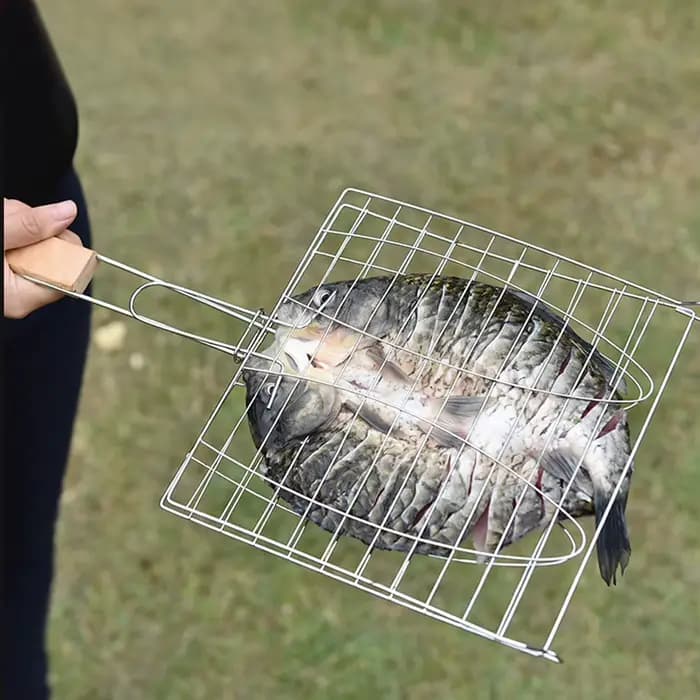 Mir de grillade de viande de poisson en maille, filet de barbecue en acier inoxydable, poignée antia