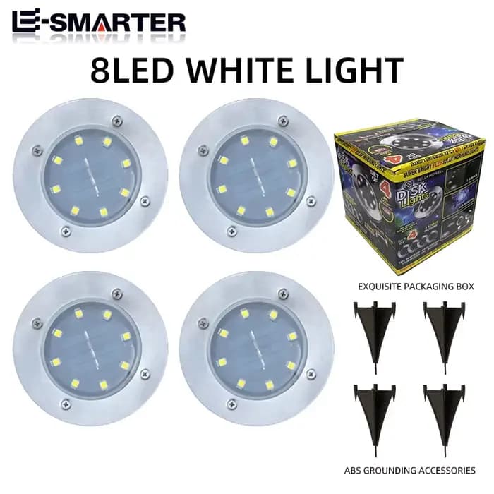 4 pièces lampadaire LED solaire 4LED/8LED lumière extérieure de pelouse lampes souterraines imperméa