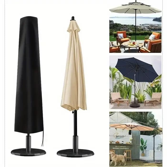 Housse de parasol de patio, housse de parasol de jardin avec fermeture éclair, housse coupe-vent et 