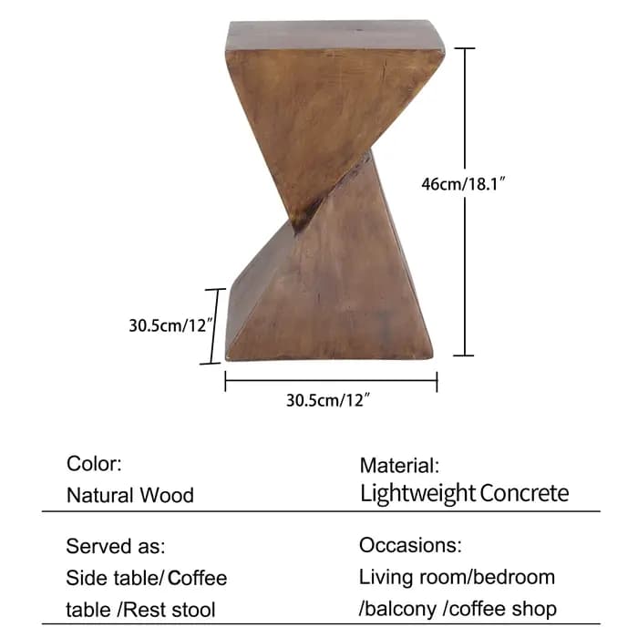 Table d'appoint légère en béton, table d'appoint moderne à géométrie pour l'intérieur et l'extérieur