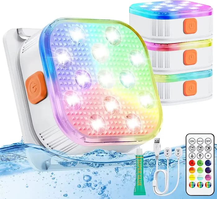 Lampe de piscine LED SubSN aste avec télécommande, lumière sous-marine avec minuterie et changement 