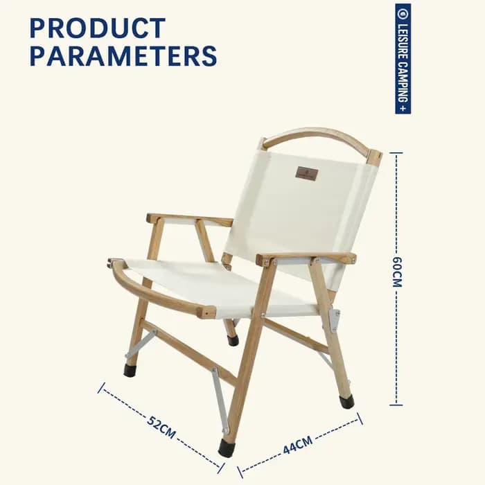 Chaise pliante en bois massif Kermit, tabouret de pêche portable, chaise de camping, chaise de plage