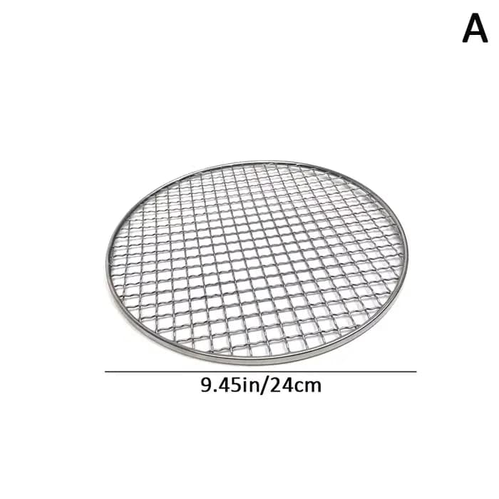 Filet de barbecue rond en acier inoxydable T1, grille à mailles, grille de pique-nique de camping, a