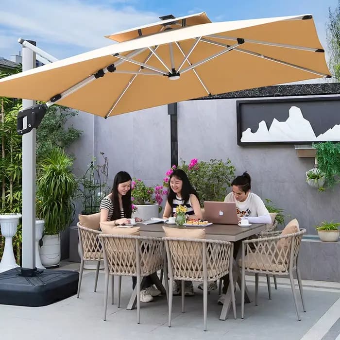 Parapluie solaire en porte-à-faux robuste, Parasols, mobilier d'extérieur