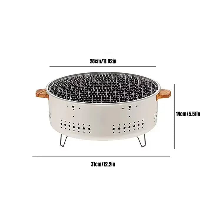 Barbecue portable coréen au charbon de bois, réchaud en acier inoxydable, barbecue rond antiadhésif 