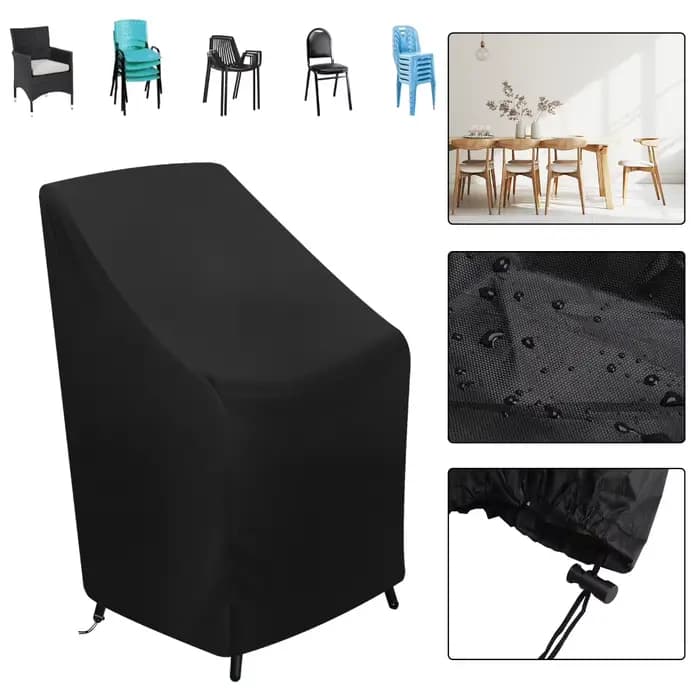 Housse de chaise d'extérieur empilable pour jardin, imperméable, en Oxford 210D, résistante à la plu