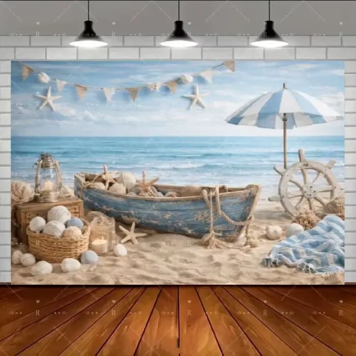 Décor de Fond Nautique Phare, Cabine de Bateau, Planches de Bois, pour Fête Garçon Fille, Anniversai
