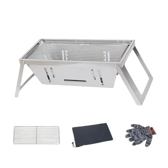 Barbecue pliant en acier inoxydable, réglage de la chaleur réglable, grille anti-rouille, grille de 