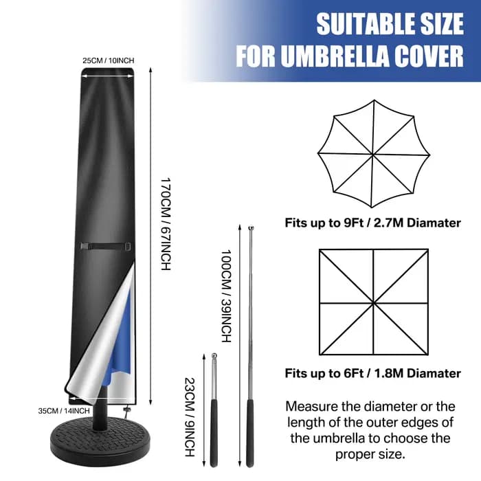 Housse de protection imperméable pour parasol cantilever d'extérieur, style banane, toutes saisons