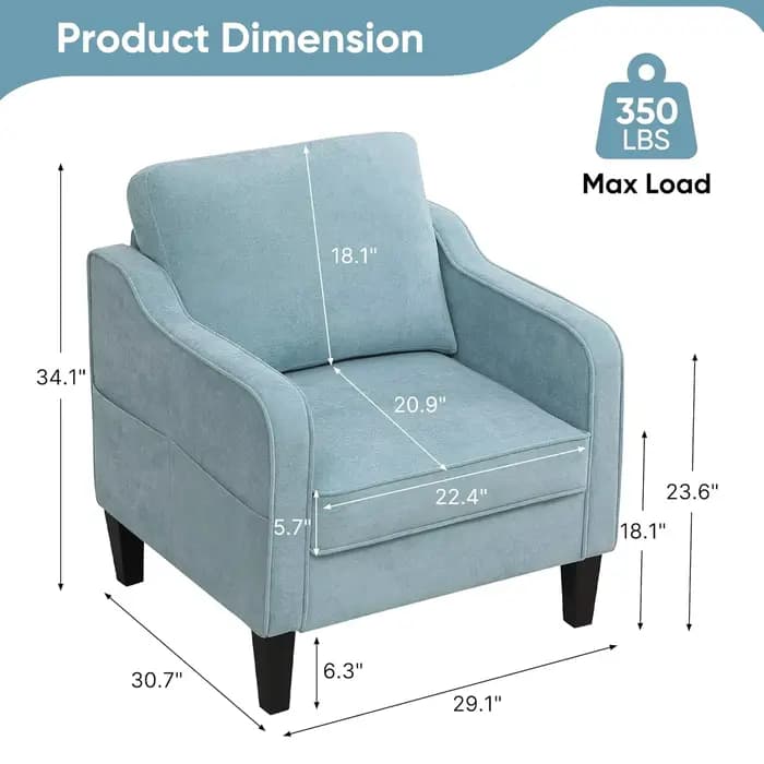 Fauteuil d'appoint pour salon, fauteuil de lecture moderne du milieu du siècle pour chambre à couche