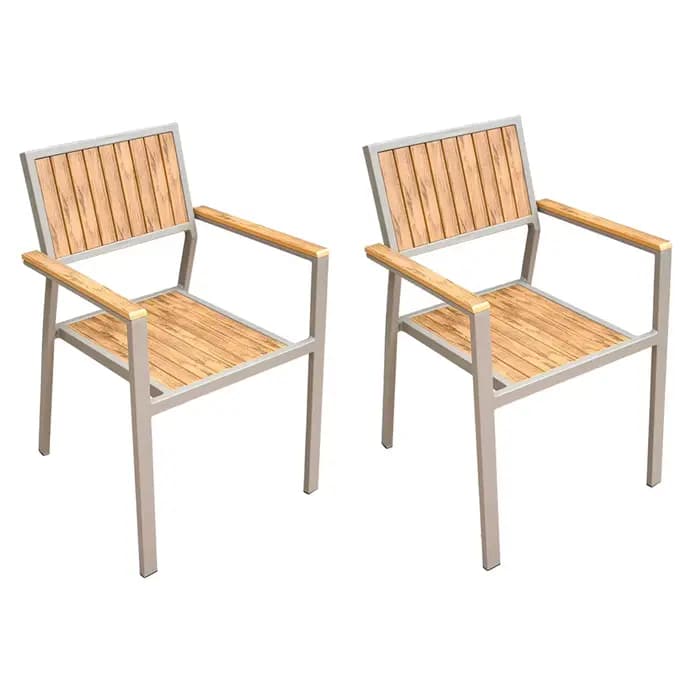 Ensemble de 2 chaises d'extérieur en plastique, bois, cadre en aluminium, meubles de jardin, impermé