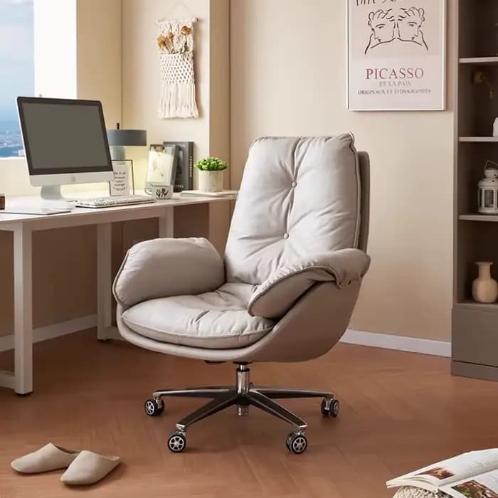 Roues nordiques chaise De bureau accoudoir réglable étude chaise Portable en cuir confortable exécut